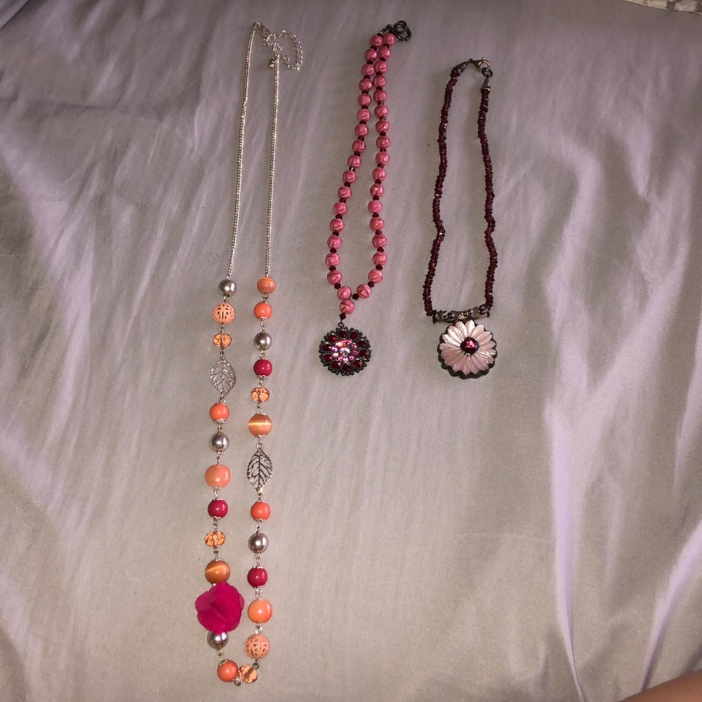 3 floral necklaces